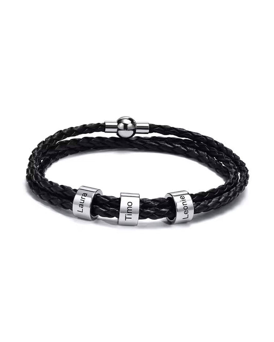 Curvvvy® Personalized Men's Braided Leather Wrap Bracelet