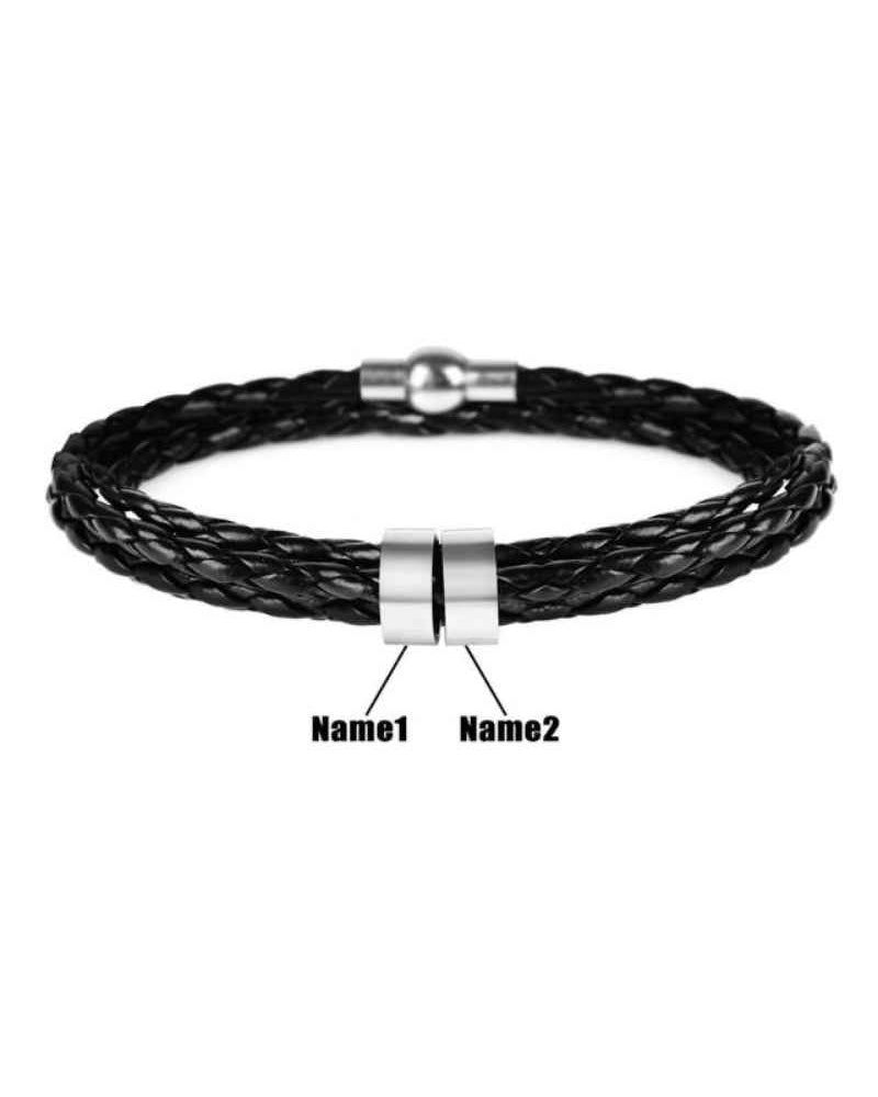 Curvvvy® Personalized Men's Braided Leather Wrap Bracelet