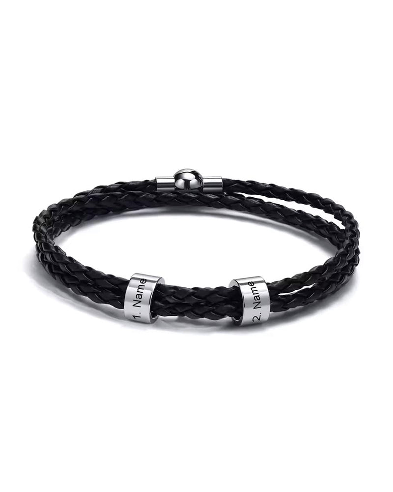 Curvvvy® Personalized Men's Braided Leather Wrap Bracelet