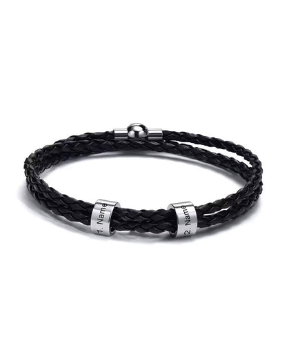 Curvvvy® Personalized Men's Braided Leather Wrap Bracelet