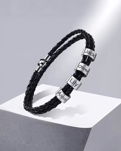 Curvvvy® Personalized Men's Braided Leather Wrap Bracelet