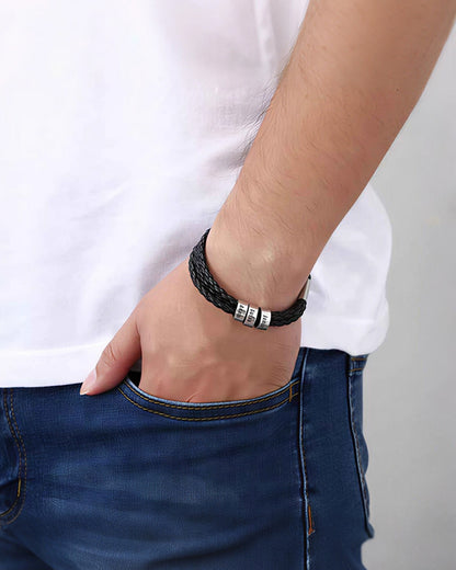 Curvvvy® Personalized Men's Braided Leather Wrap Bracelet