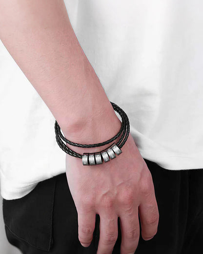 Curvvvy® Personalized Men's Braided Leather Wrap Bracelet