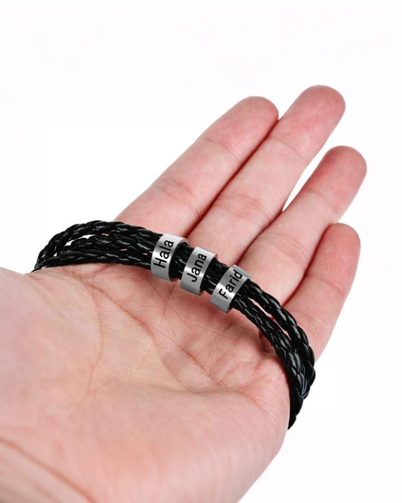 Curvvvy® Personalized Men's Braided Leather Wrap Bracelet