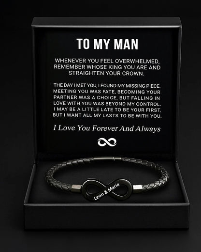 Curvvvy® Custom Men's Braided Leather Bracelet Gift Box