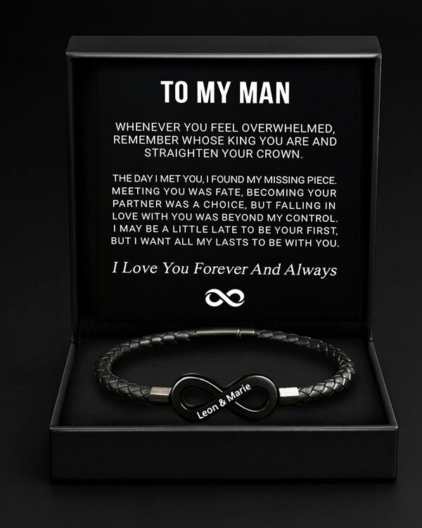 Curvvvy® Custom Men's Braided Leather Bracelet Gift Box