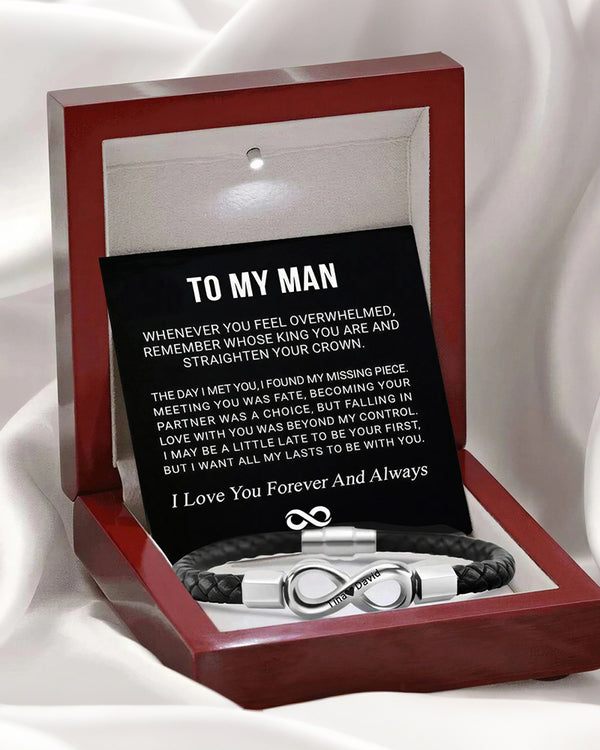 Curvvvy® Custom Men's Braided Leather Bracelet Gift Box