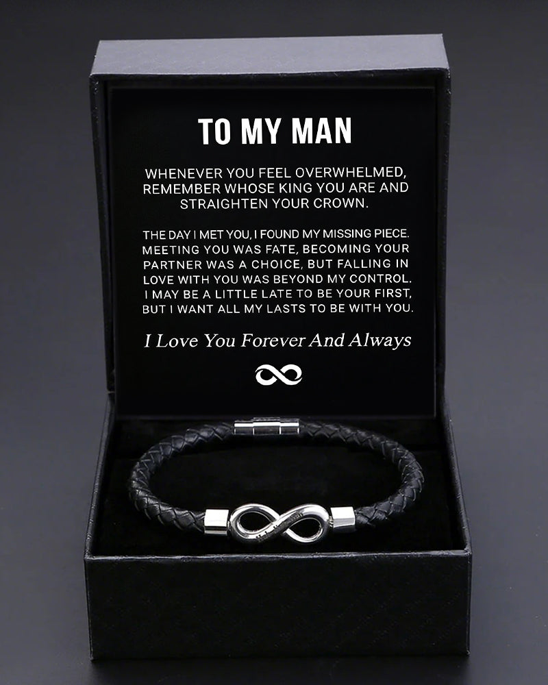 Curvvvy® Custom Men's Braided Leather Bracelet Gift Box