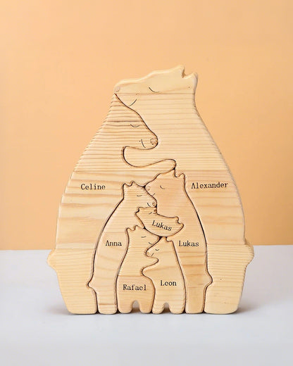 Curvvvy® Personalized Wooden Bear Family Puzzle Custom Name