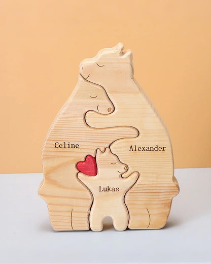 Curvvvy® Personalized Wooden Bear Family Puzzle Custom Name