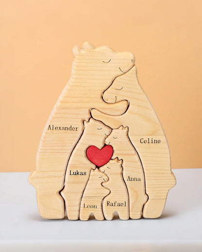 Curvvvy® Personalized Wooden Bear Family Puzzle Custom Name