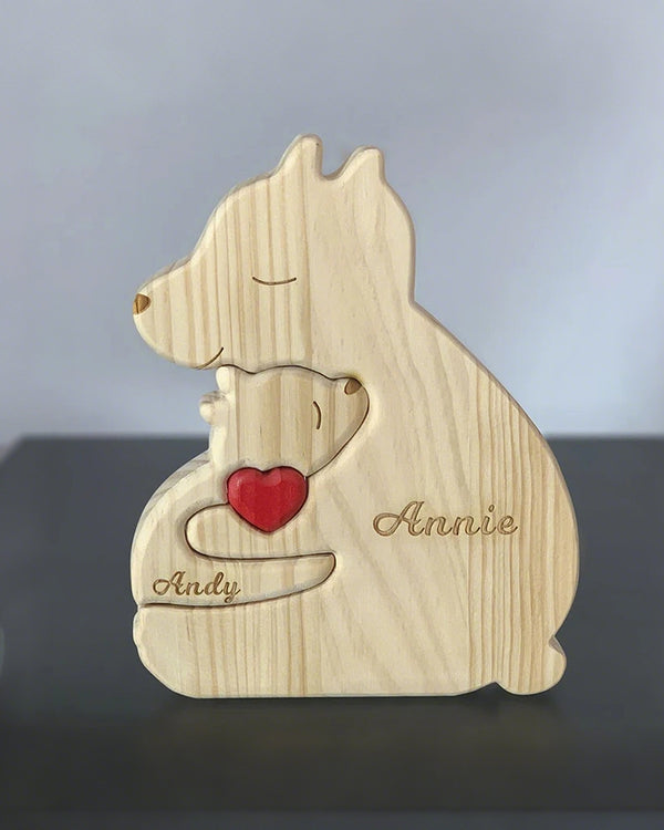 Curvvvy® Personalized Wooden Bear Family Puzzle Custom Name