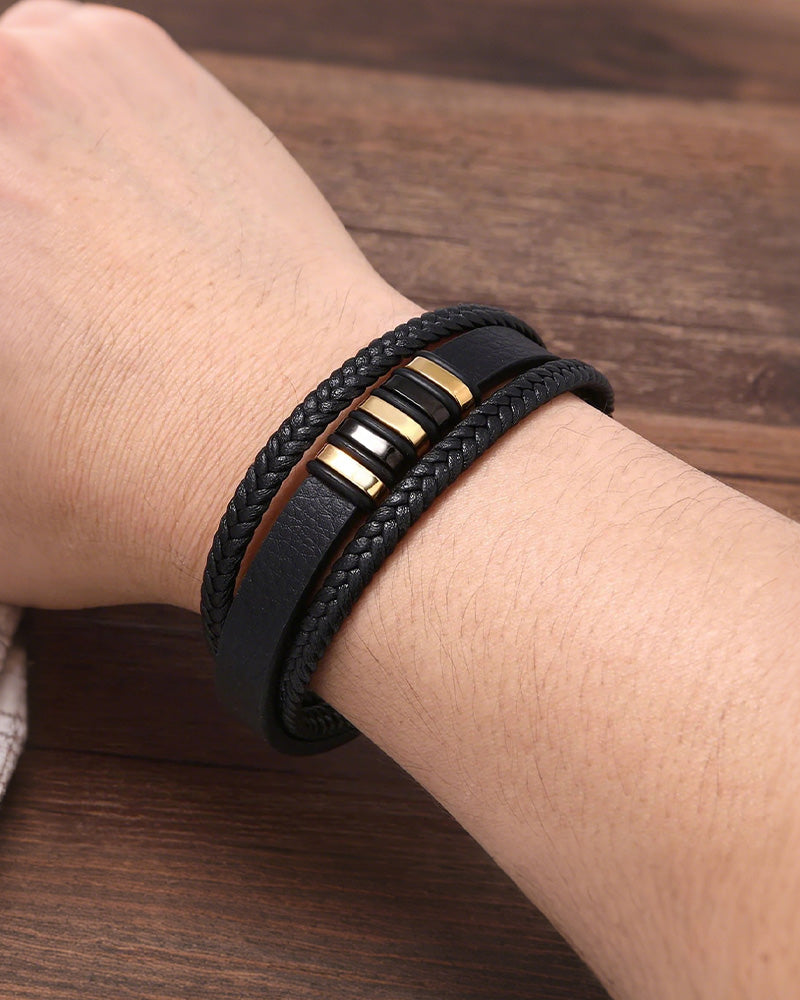 Curvvvy® Custom Multi-Layer Braided Leather Bracelet