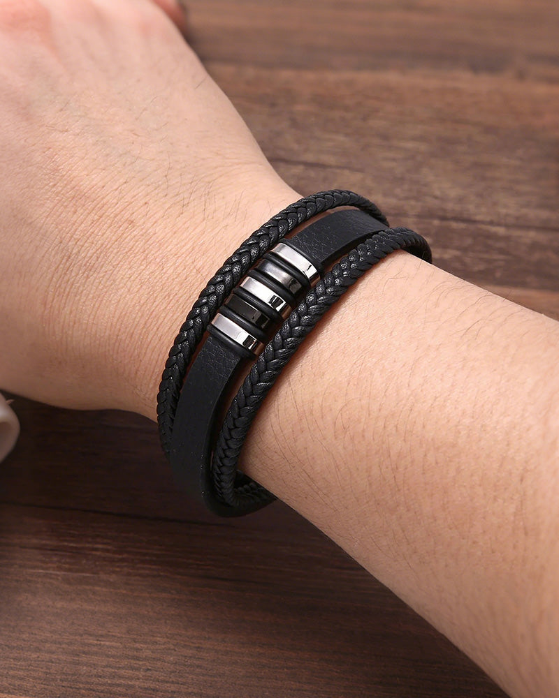 Curvvvy® Custom Multi-Layer Braided Leather Bracelet