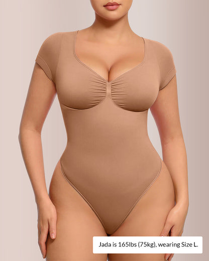 Curvvvy® Seamless Short Sleeve Thong Bodysuit
