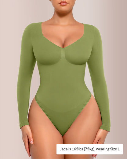Curvvvy® Seamless Long Sleeve Shaping Thong Bodysuit