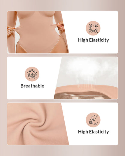 Curvvvy® Seamless Long Sleeve Shaping Thong Bodysuit