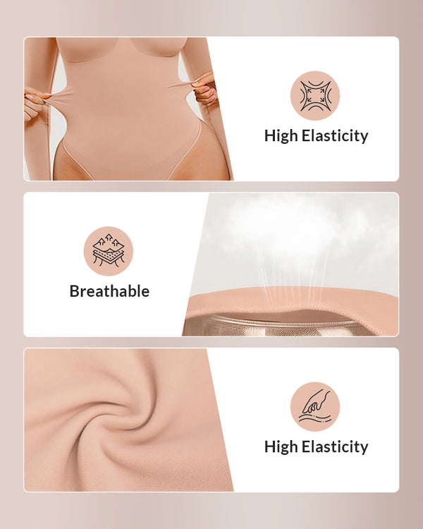 Curvvvy® Seamless Long Sleeve Shaping Thong Bodysuit