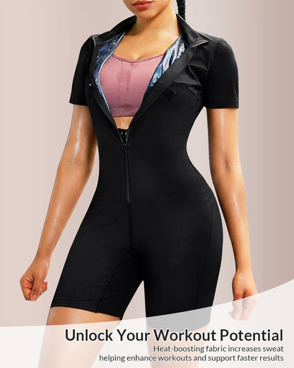 Curvvvy® Short Sleeve Compression Workout Romper
