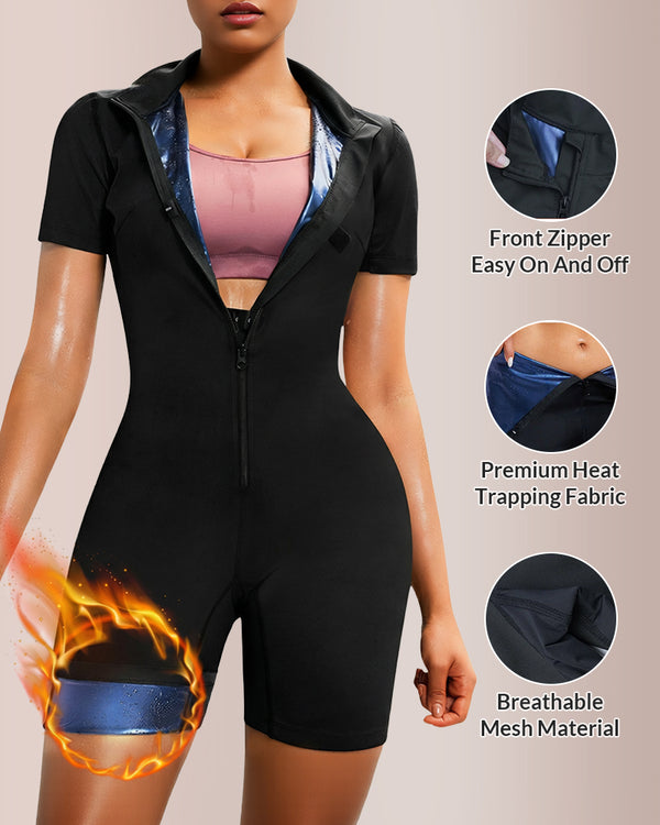 Curvvvy® Short Sleeve Compression Workout Romper