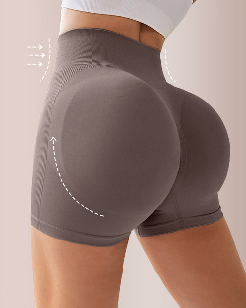 Curvvvy® Seamless Ribbed Peach Lift Booty Shorts