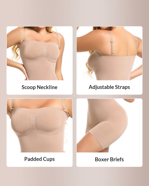 Curvvvy® Detachable Straps Seamless Bandeau Shaping Bodysuit