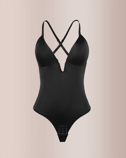 Curvvvy® Deep Plunge Backless Thong Bodysuit Shapewear