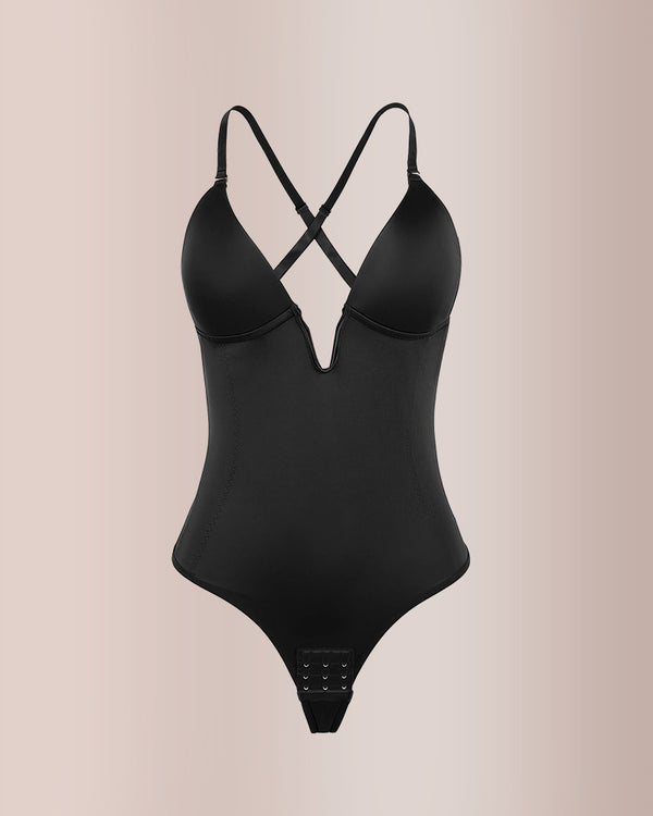 Curvvvy® Deep Plunge Backless Thong Bodysuit Shapewear