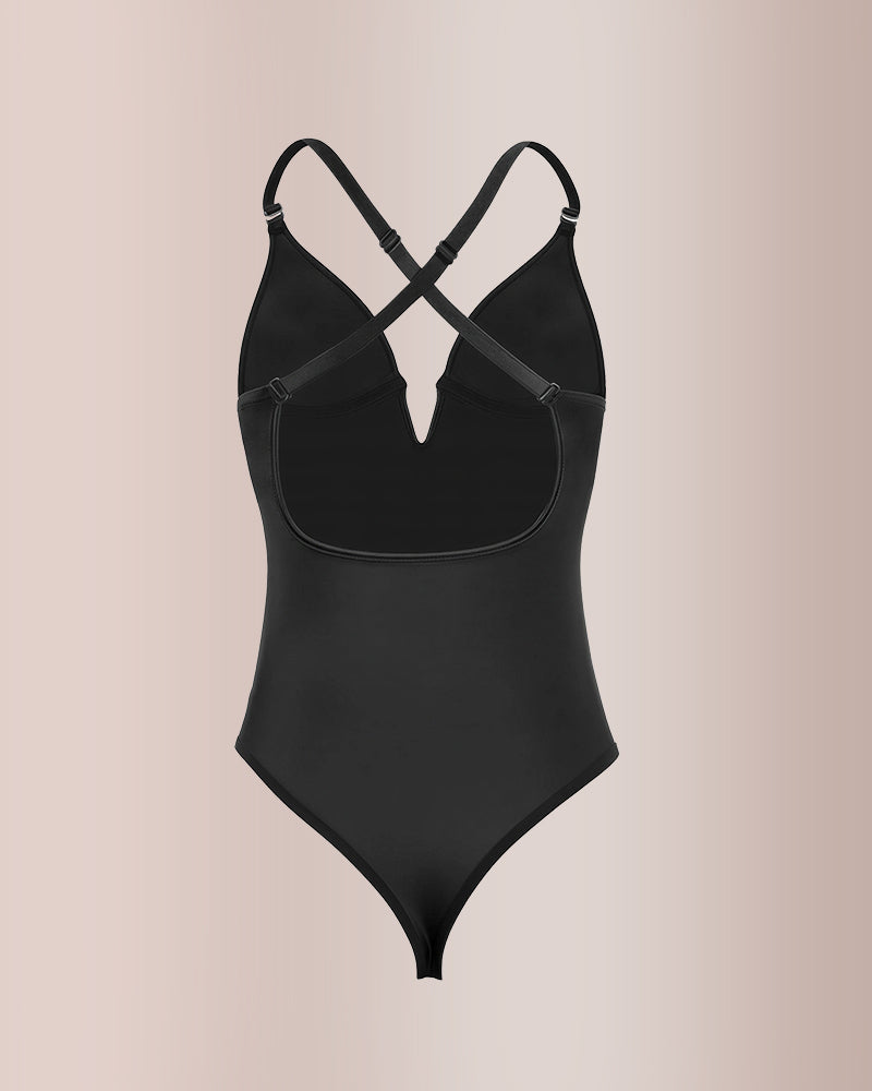 Curvvvy® Deep Plunge Backless Thong Bodysuit Shapewear