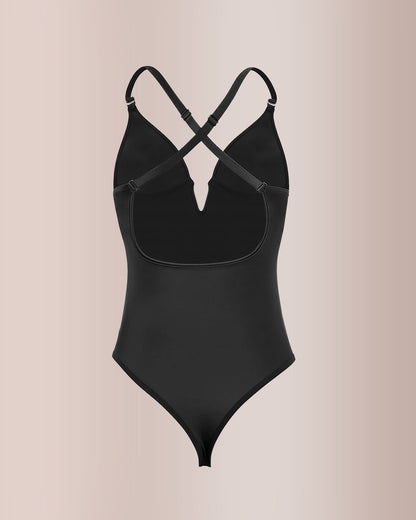 Curvvvy® Deep Plunge Backless Thong Bodysuit Shapewear