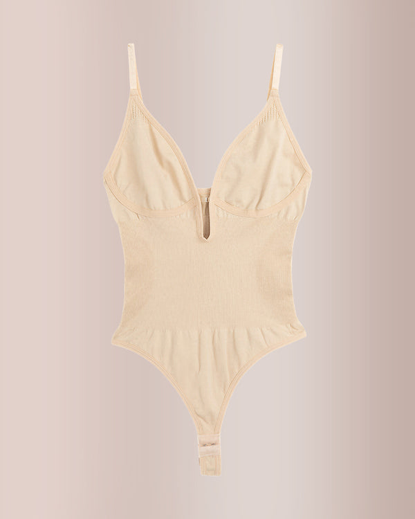 Curvvvy™ Deep Plunge Backless Thong Bodysuit Shapewear