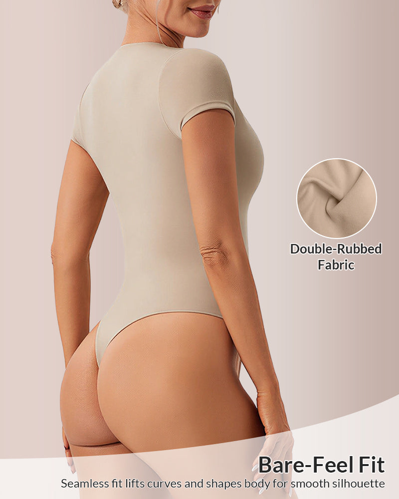 Curvvvy® Seamless Deep-V Short Sleeve Bodysuit