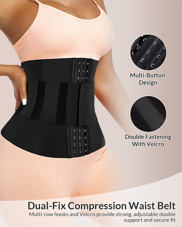 Curvvvy® Sculpt & Support Double Compression Waist Trainer with Velcro Strap