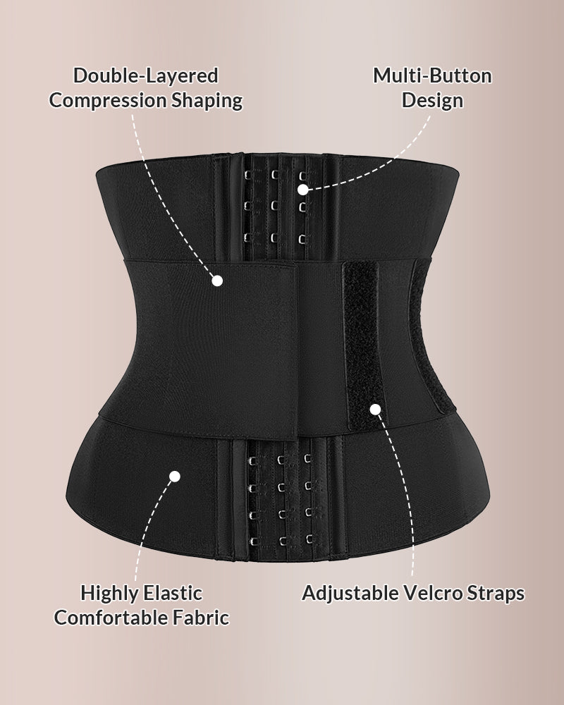 Curvvvy® Sculpt & Support Double Compression Waist Trainer with Velcro Strap