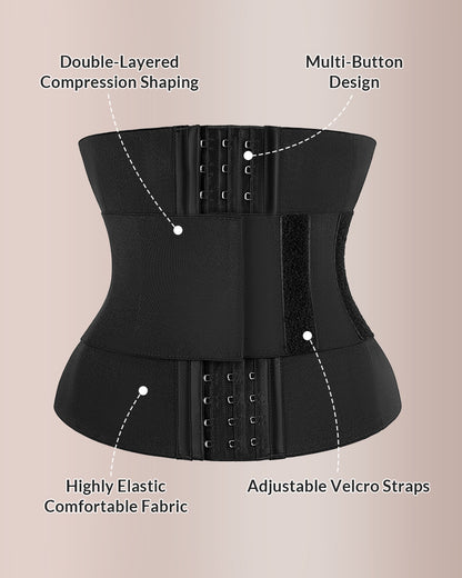 Curvvvy® Sculpt & Support Double Compression Waist Trainer with Velcro Strap