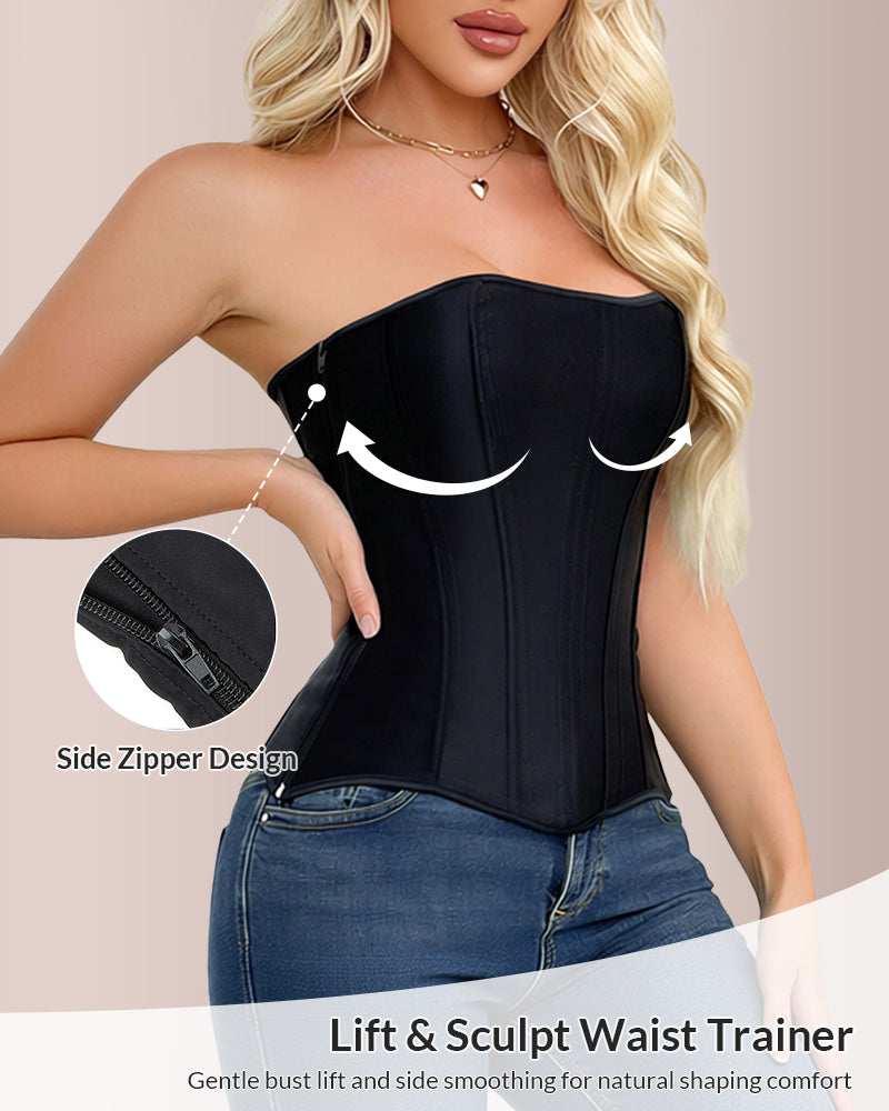 Curvvvy® Vintage Boned Corset Bustier Top Zip-Up Waist Trainer