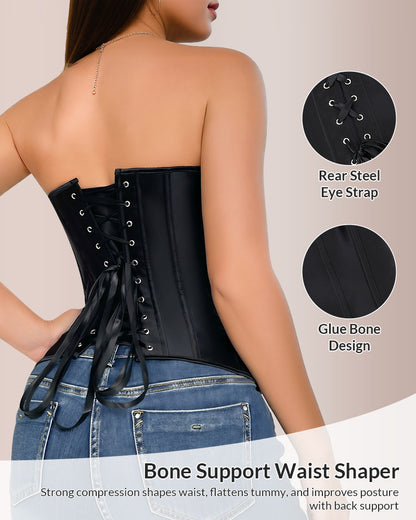 Curvvvy® Vintage Boned Corset Bustier Top Zip-Up Waist Trainer