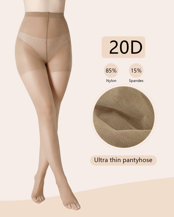 Curvvvy™ Ultradünne 20D Shaping-Strumpfhose ohne Zehen