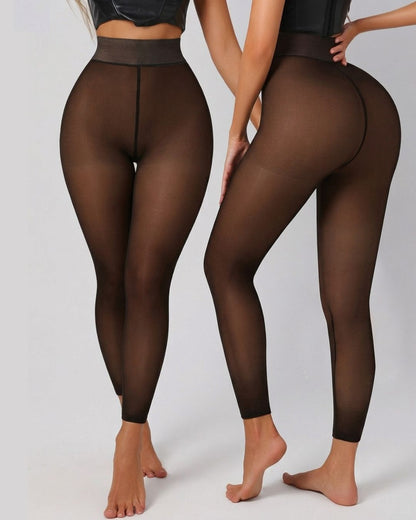 Curvvvy™ Plus Size Thermal Sheer-Look Fleece-Lined Leggings