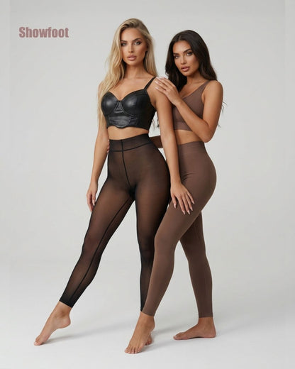 Curvvvy™ Plus Size Thermal Sheer-Look Fleece-Lined Leggings