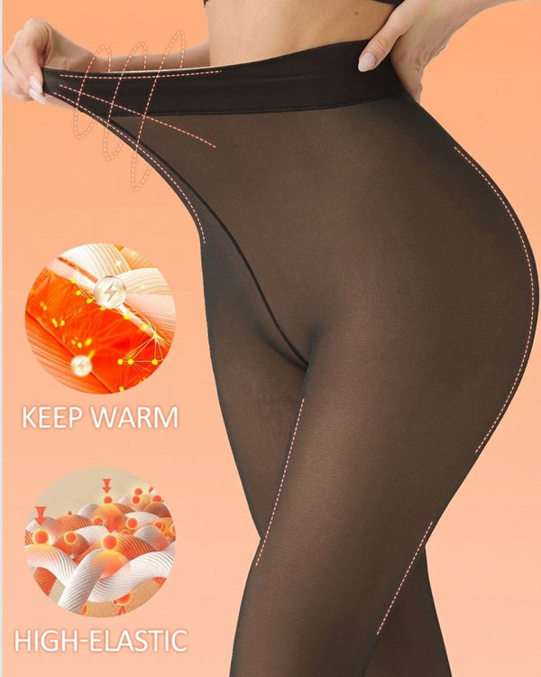 Curvvvy™ Plus Size Thermal Sheer-Look Fleece-Lined Leggings