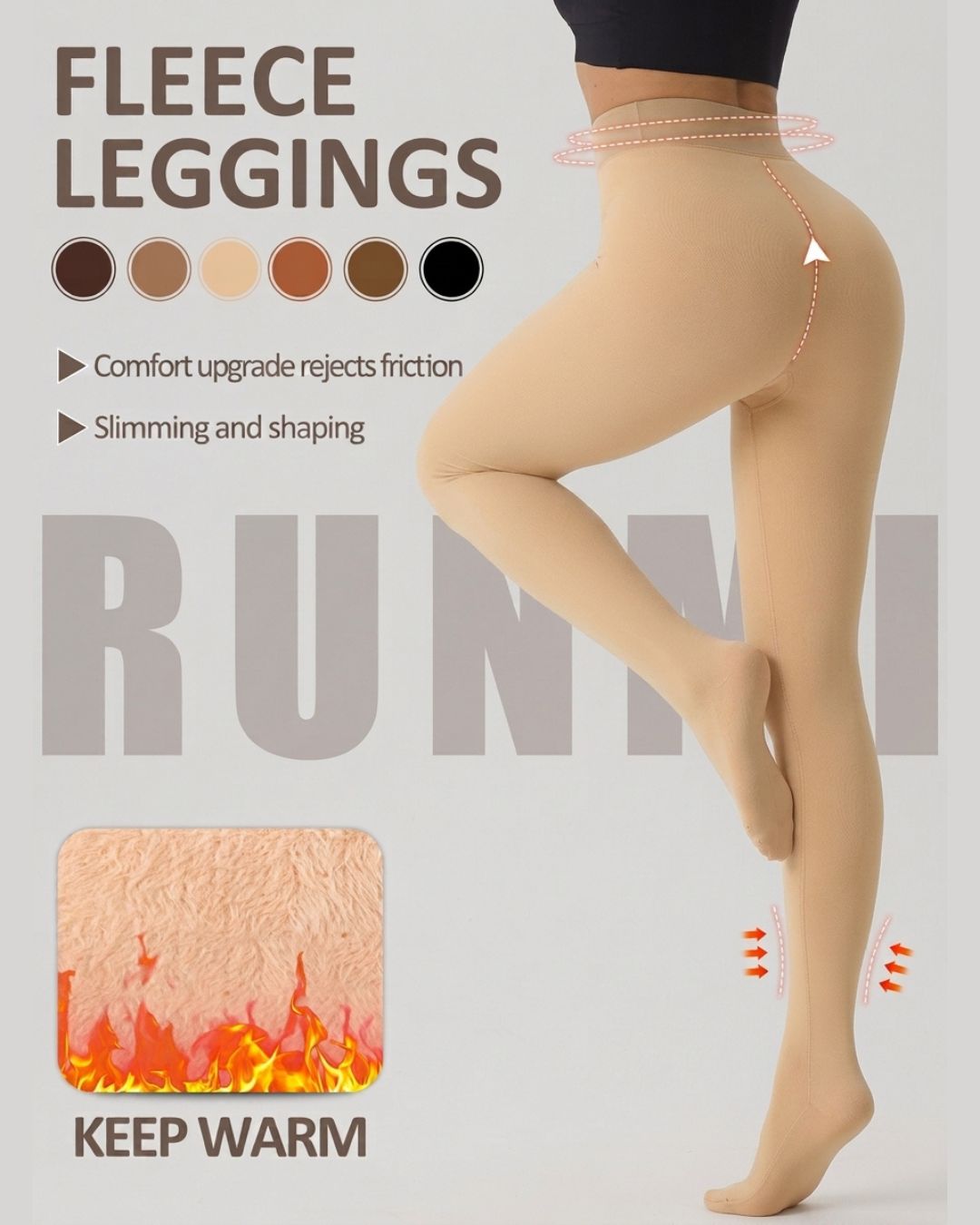 Curvvvy™ Plus Size Thermal Sheer-Look Fleece-Lined Leggings