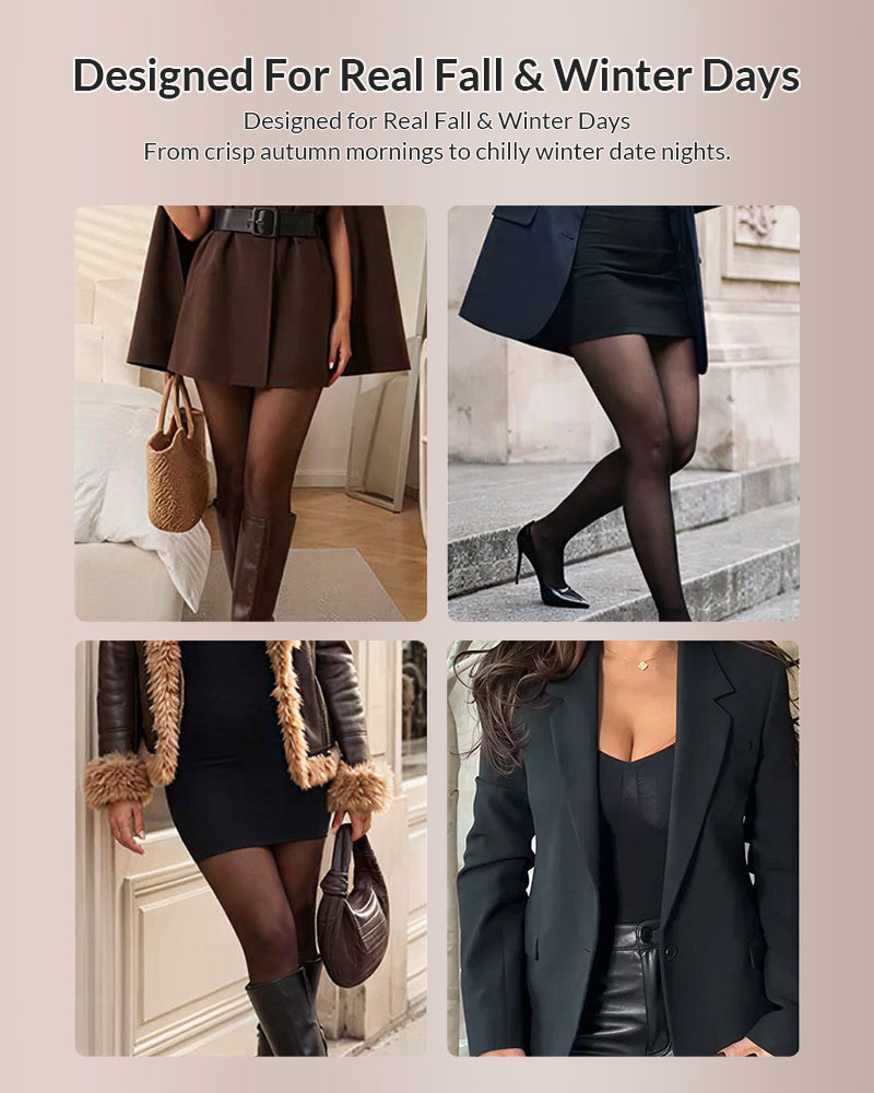 Curvvvy™ Sheer Illusion Tights & Tummy Control Fleece-Lined Bodysuit