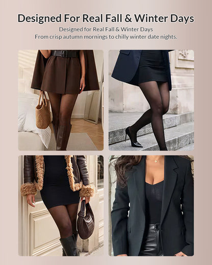 Curvvvy™ Sheer Illusion Tights & Tummy Control Fleece-Lined Bodysuit