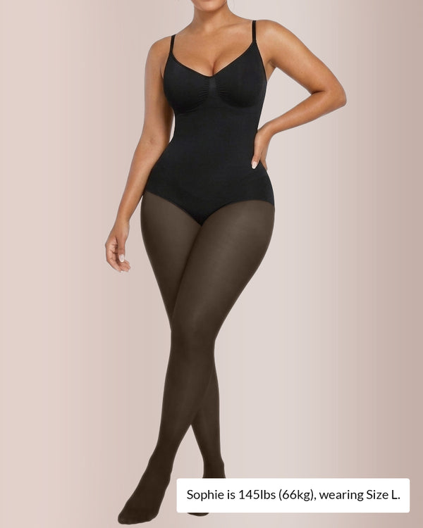 Curvvvy™ Sheer Illusion Tights & Tummy Control Fleece-Lined Bodysuit