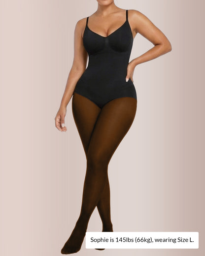 Curvvvy™ Sheer Illusion Tights & Tummy Control Fleece-Lined Bodysuit