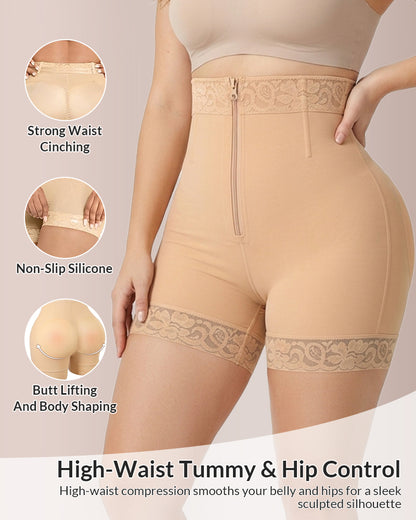 Curvvvy™ Sculpt & Lift High-Waisted Zipper Shapewear Shorts