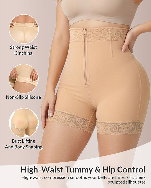 Curvvvy™ Sculpt & Lift High-Waisted Zipper Shapewear Shorts