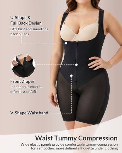 Curvvvy™ Sculpting Front-Zip Body Shapewear with Tummy Control