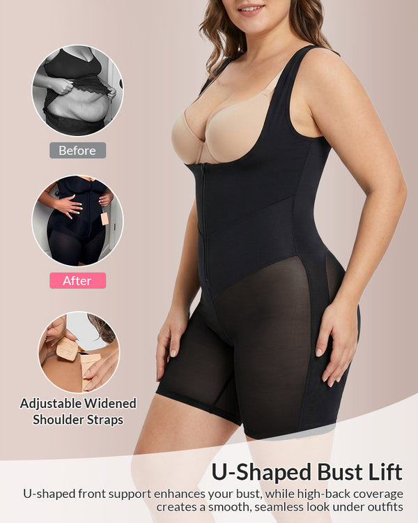 Curvvvy™ Sculpting Front-Zip Body Shapewear with Tummy Control